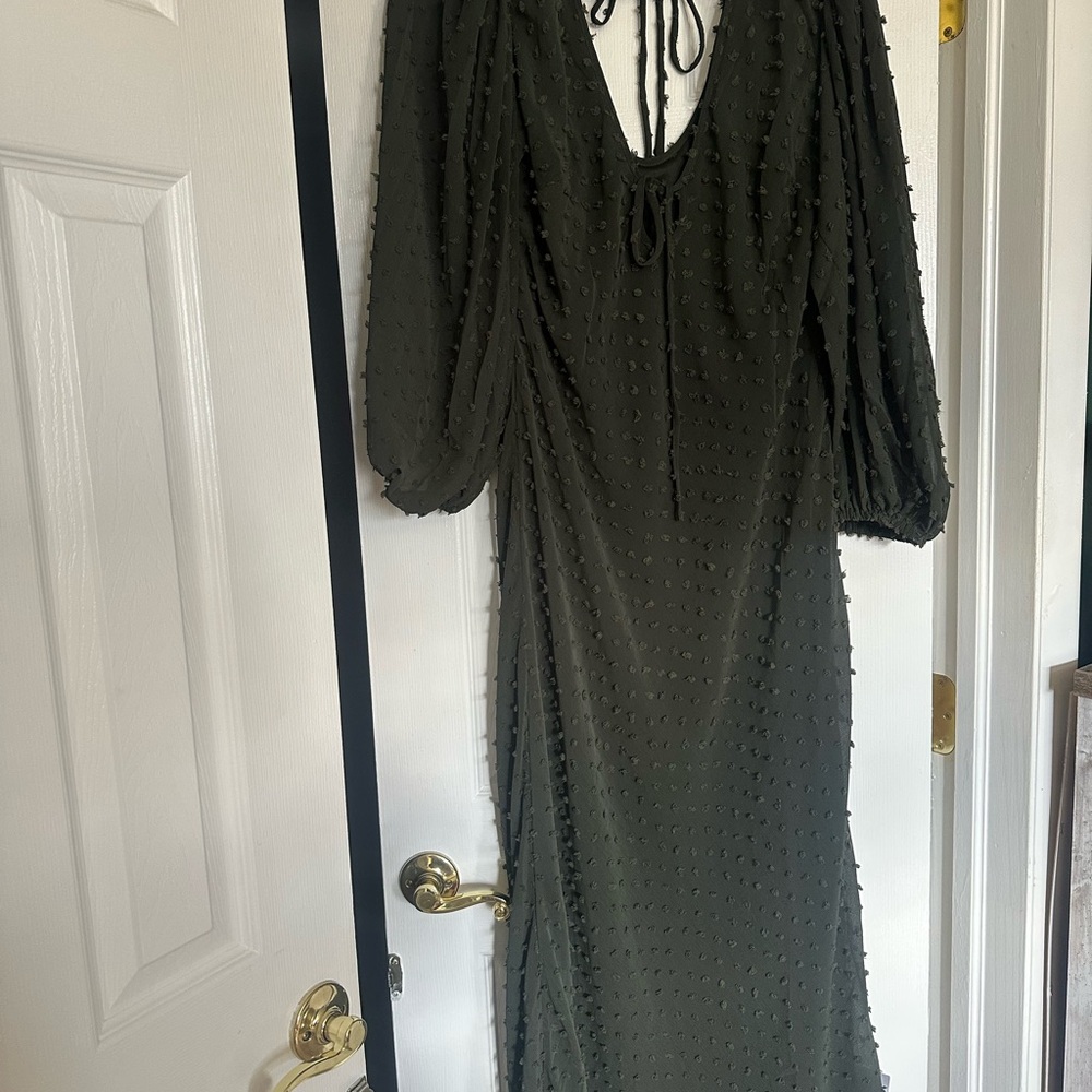 ASOS Emerald Bishop Sleeve Plunge Gown